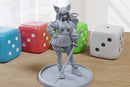 Cat Girl Katana Fang Sexy Pin-Up - 3D Printed Minifigure for Fantasy Miniature Tabletop Games DND, Frostgrave 28mm / 32mm / 75mm