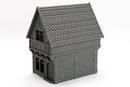 Medieval Chimney House, 28mm Fantasy RPG Terrain, Night District Tabletop Building