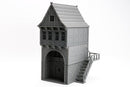 Medieval Fantasy House, 28mm RPG Terrain, Night District Tabletop Building, Archway House