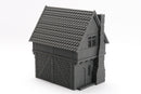 Medieval Chimney House, 28mm Fantasy RPG Terrain, Night District Tabletop Building