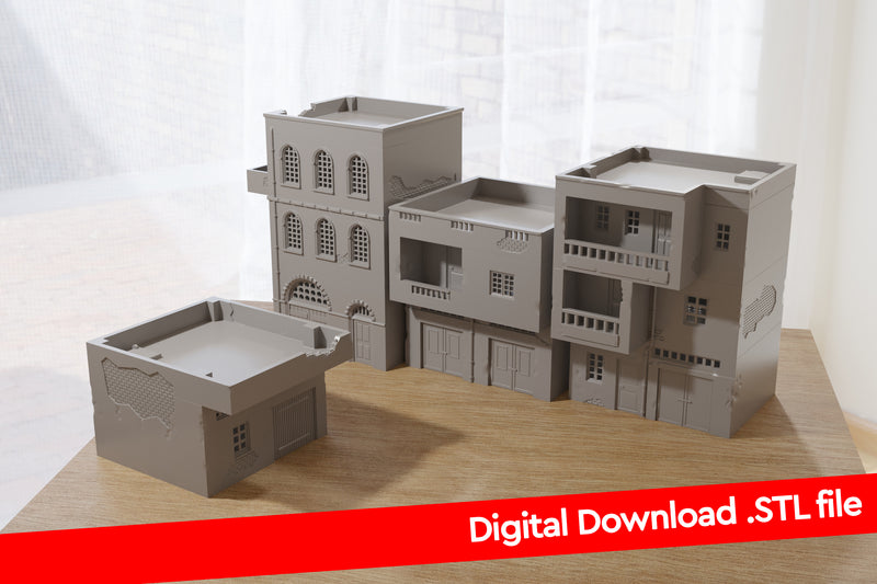 Arab Urban Houses Set - Digital Download .STL Files for 3D Printing