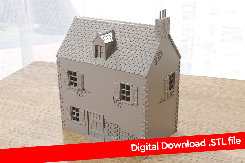 Normandy Village House Double Storey Typ 1 - Digitaler Download .STL-Datei für 3D-Druck