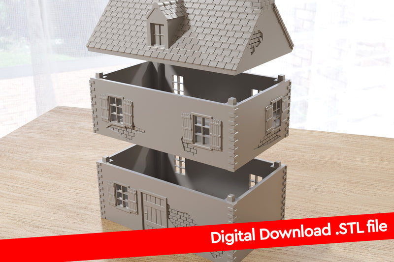 Normandy Village House Double Storey Type 1 - Digital Download .STL File for 3D Printing