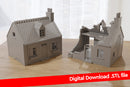 Normandy Cottage SS-T2 (French Village VOLUME 2) - Intact & Destroyed - Digital Download .STL Files for 3D Printing