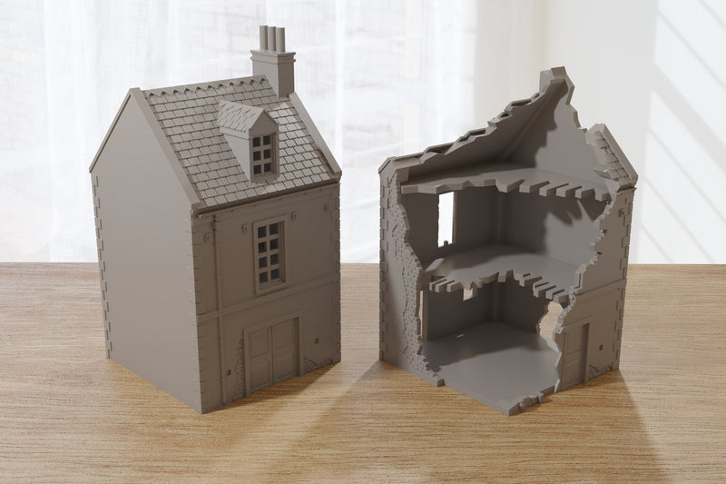Normandy Cottage DS-T6 (French Village VOLUME 2) - Intact & Destroyed - Digital Download .STL Files for 3D Printing