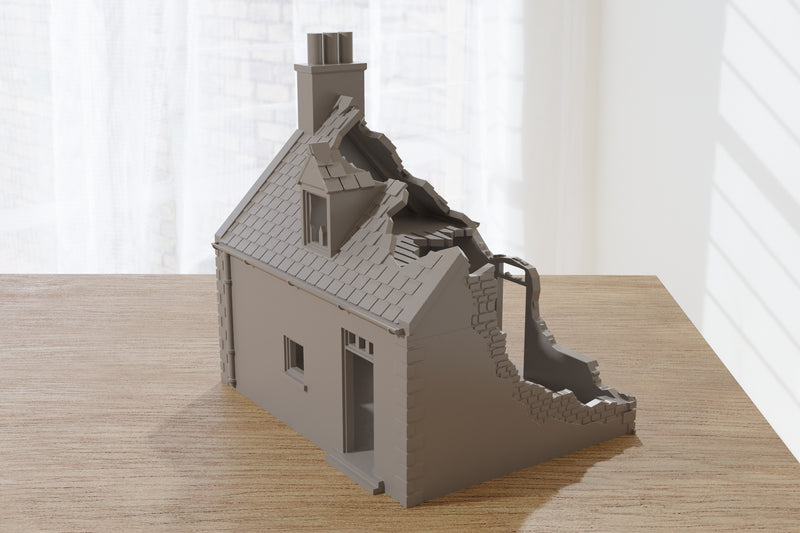 Normandy Cottage SS-T2 (French Village VOLUME 2) - Intact & Destroyed - Digital Download .STL Files for 3D Printing