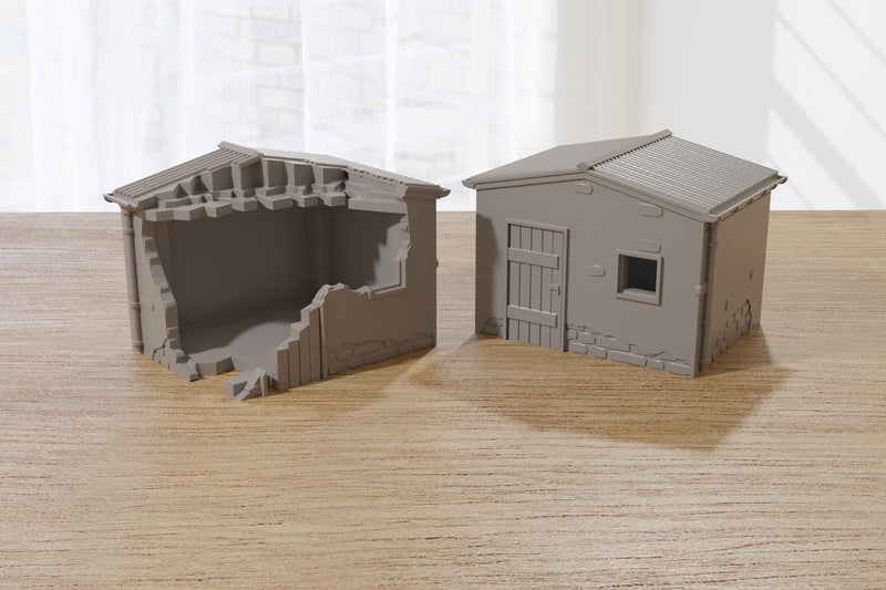 Normandy Shed T2 (French Village VOLUME 2) - Intact & Destroyed - Digital Download .STL Files for 3D Printing