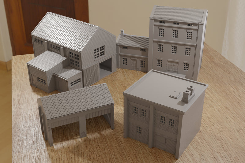 Industrial Buildings Set - Digital Download .STL Files for 3D Printing
