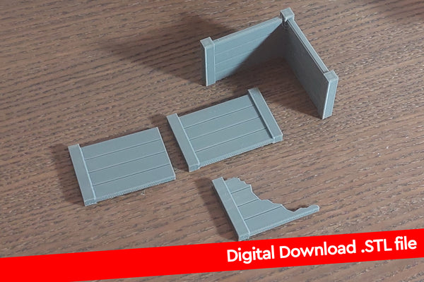 Betonwände für militärischen Außenposten – Digitaler Download. STL-Dateien für den 3D-Druck