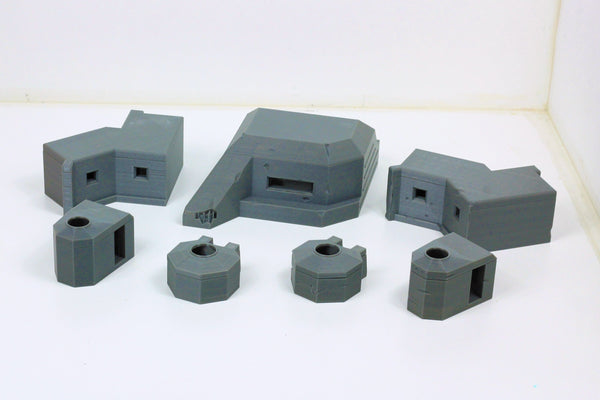 German Bunkers Set (7 Bunkers) Set no2 - Tabletop Wargaming WW2 Terrain - 15mm - 20mm - 28mm - Miniature 3D Printed Model