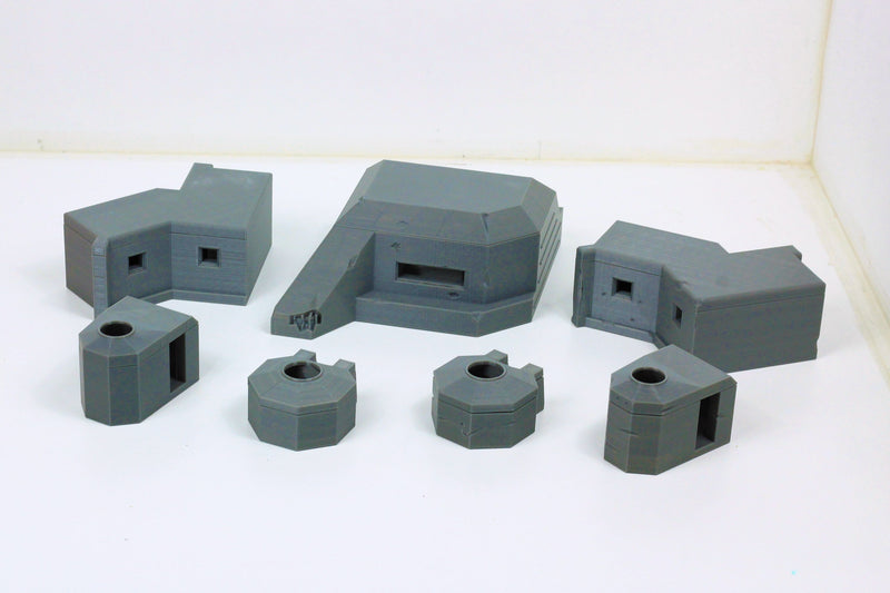 German Bunkers Set (7 Bunkers) Set no2 - Tabletop Wargaming WW2 Terrain - 15mm - 20mm - 28mm - Miniature 3D Printed Model