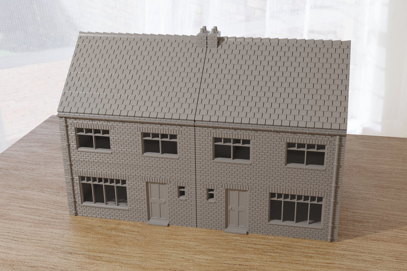 Dutch Terraced House Double - Tabletop Wargaming WW2 Terrain | 15mm 20mm 28mm HO Miniature 3D Printed Model | Bolt Action