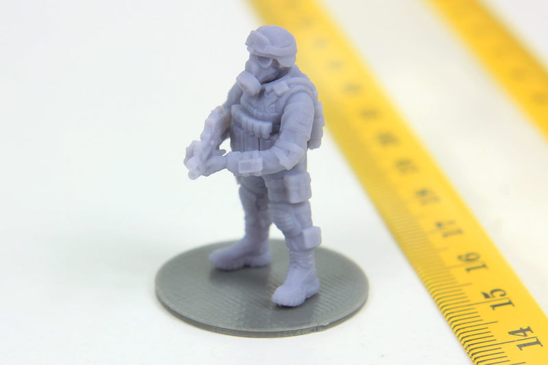 Gas Masked Soldier 28mm/32mm Minifigure - Modern Wargaming Miniature for Tabletop RPG