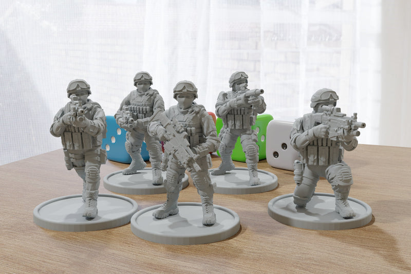 Rifle Squad - Modern Wargaming Miniatures for Tabletop RPG - 20mm / 28mm / 32mm Scale Minifigures