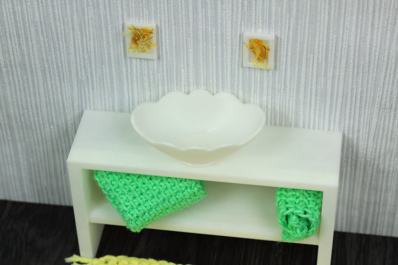 Oval Sink Lotus - Dollhouse Miniature 1:12 Miniature Dollhouse Furniture