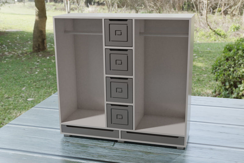 Double Clothing Closet with Cubes - Dollhouse Miniature 1:12 Miniature Dollhouse Furniture