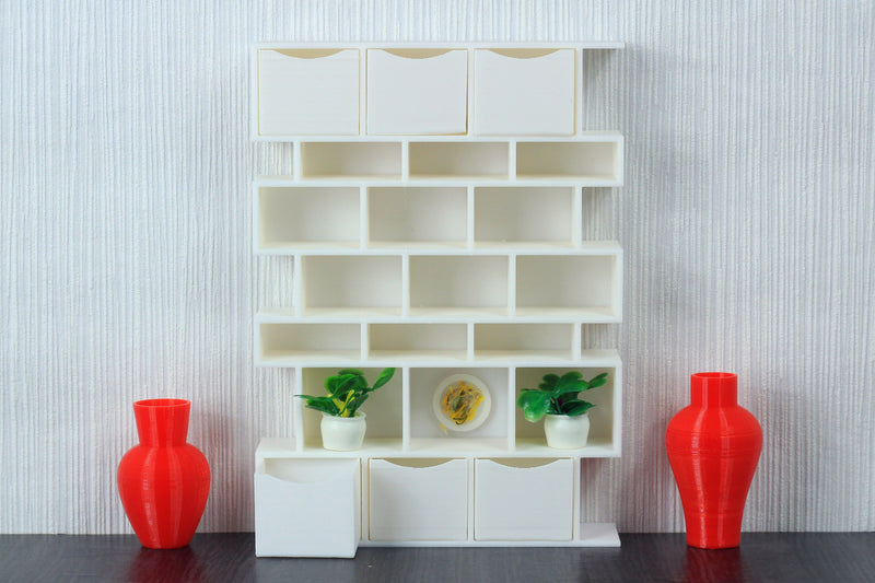 Modern Bookshelf Zig Zag - Dollhouse Miniature 1:12 Miniature Dollhouse Furniture