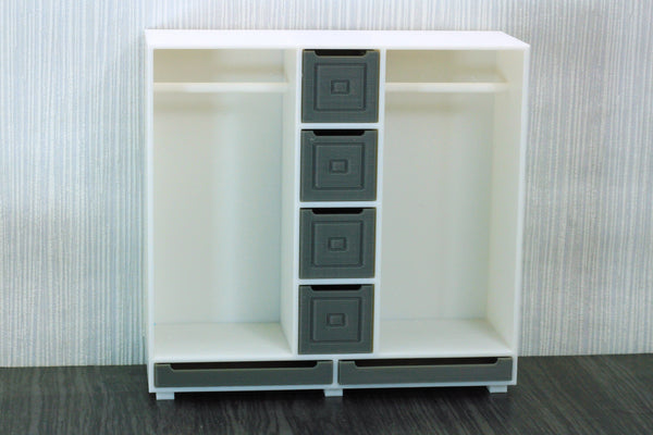 Double Clothing Closet with Cubes - Dollhouse Miniature 1:12 Miniature Dollhouse Furniture