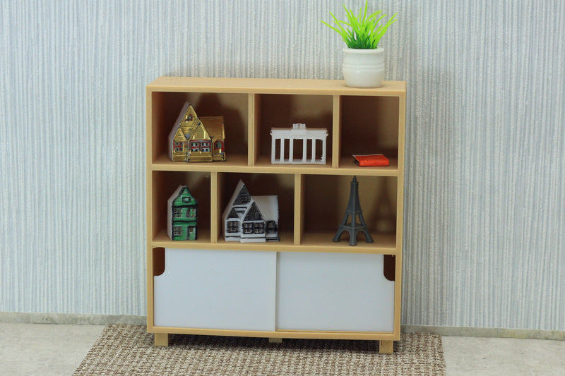 Bookshelf with Sliding Doors - Dollhouse Miniature 1:12 Miniature Dollhouse Furniture