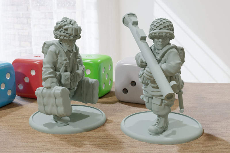 US Paratroopers AT Teams - 28mm Wargaming Minifigures - Compatible with WW2 Tabletop Games like Bolt Action