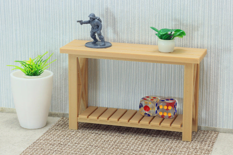 Rustic Entryway High Table - Dollhouse Miniature 1:12 Miniature Dollhouse Furniture - 3D Printed Wood