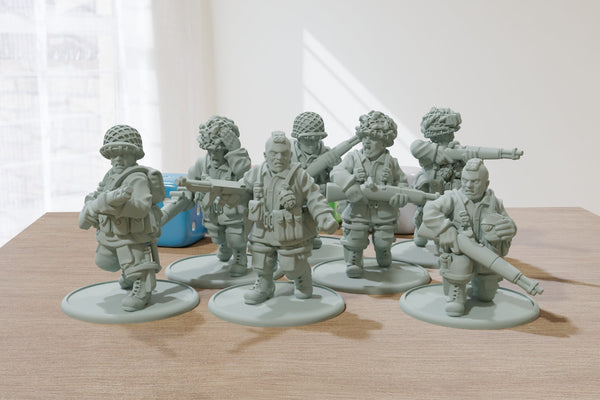 US Paratroopers Rifle Squad Alpha - 28mm Wargaming Minifigures - Compatible with WW2 Tabletop Games like Bolt Action