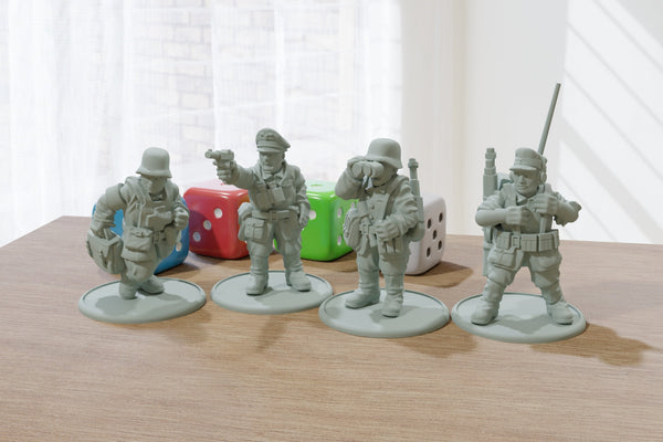 German Troops HQ Team Alpha - 28mm Wargaming Minifigures - Compatible with WW2 Tabletop Games like Bolt Action