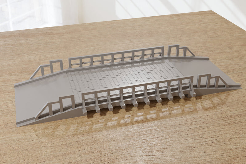 Flat Wooden Bridge - Tabletop Wargaming WW2 Terrain Miniature | 15mm 20mm 28mm | 3D Printed Model