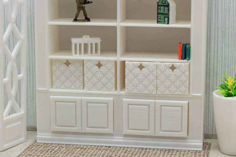 Large Library Bookshelf with Large Drawers - Dollhouse Miniature 1:12 Miniature Dollhouse Furniture