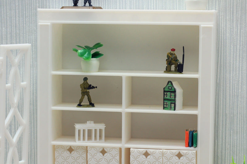 Large Library Bookshelf with Large Drawers - Dollhouse Miniature 1:12 Miniature Dollhouse Furniture