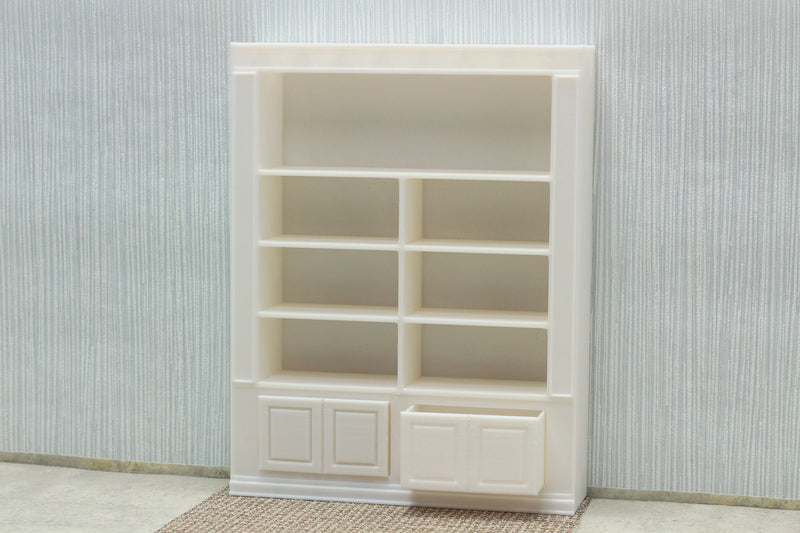 Large Library Bookshelf with Large Drawers - Dollhouse Miniature 1:12 Miniature Dollhouse Furniture