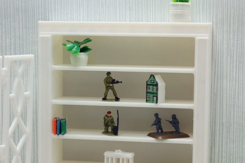 Large Library Bookshelf with Small Drawers - Dollhouse Miniature 1:12 Miniature Dollhouse Furniture