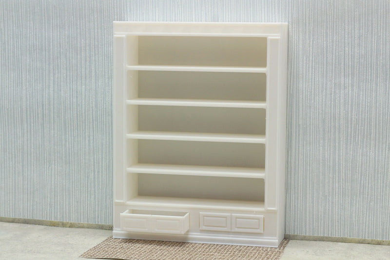 Large Library Bookshelf with Small Drawers - Dollhouse Miniature 1:12 Miniature Dollhouse Furniture