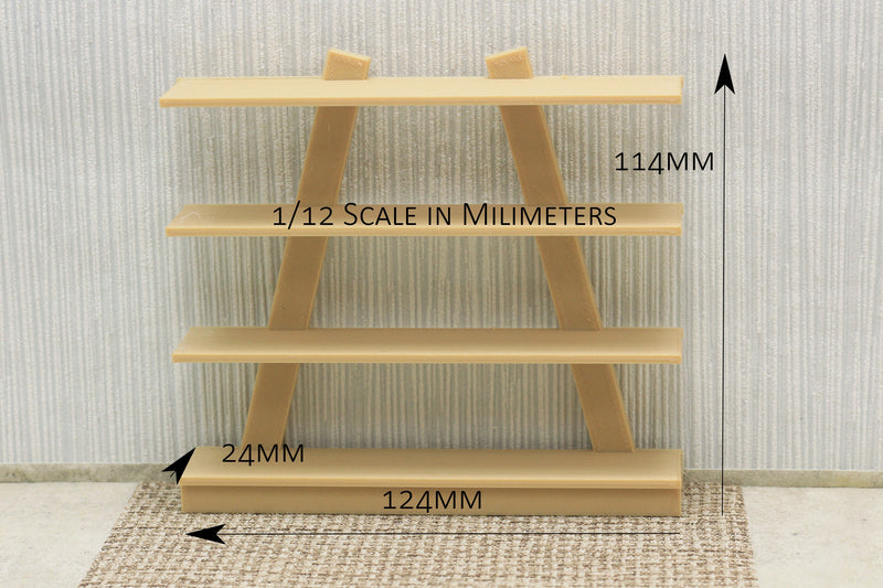 Open Bookshelf - Dollhouse Miniature 1:12 Miniature Dollhouse Furniture - 3D Printed Wood