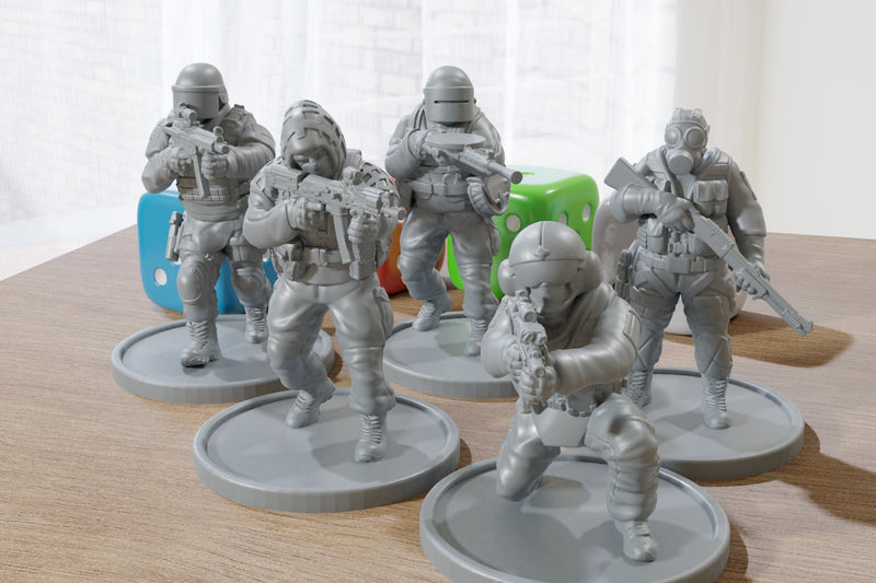 Siege-Esque Operators Defenders - 3D Printed Mini's - Modern Wargaming 28mm / 32mm Scale