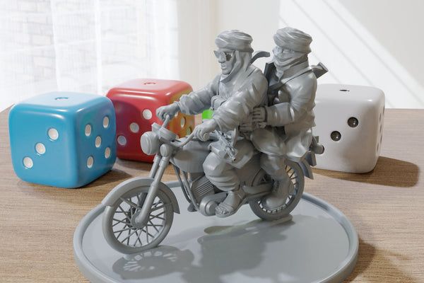 Arab Motorbike Militia - 3D Printed Modern Wargaming Miniatures for Tabletop RPG - 28mm / 32mm Scale Minifigures
