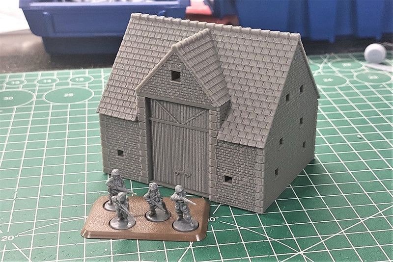 Normandy French Farm Barn - Tabletop Wargaming WW2 Terrain | Proxy 3D Printed Miniature for Bolt Action - Chain of Command - Flames of War