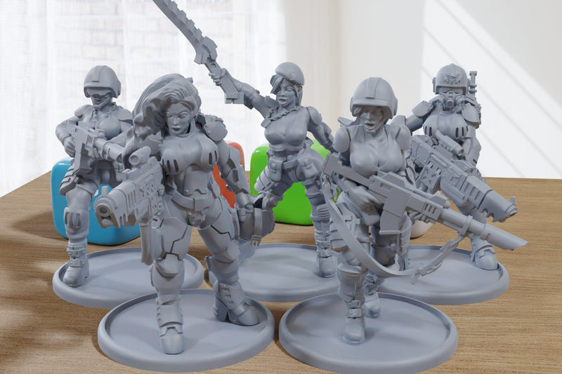 Sexy Storm Babes - 3D Printed Proxy Minifigures for Sci-fi Miniature Tabletop Games like Stargrave and Five Parsecs from Home