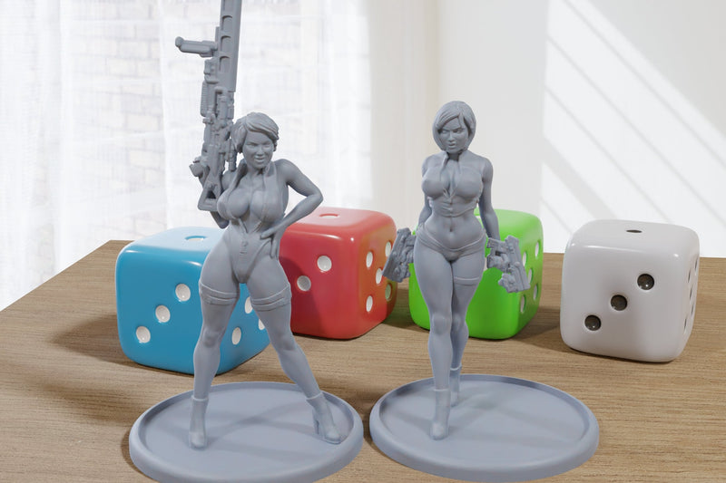 Sexy Sci-Fi Pinups - 3D Printed Proxy Minifigures for Sci-fi Miniature Tabletop Games like Stargrave and Five Parsecs from Home
