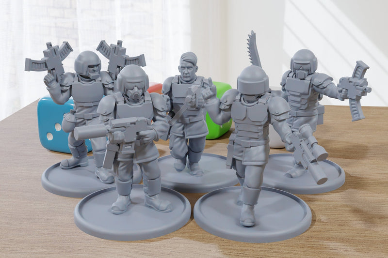 Grim Troopers Alpha - 3D Printed Minifigures - Grim Dark / Sci-fi - TTRPG Tabletop Miniature Wargaming 28mm / 32mm Scale