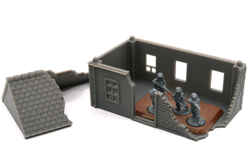 Normandy Small House Destroyed (Volume 1) 3D Printed Tabletop Wargaming Terrain for Miniature Games like Bolt Action, Flames of War