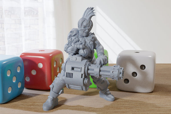 Big Berta Machine Gun - 3D Printed Proxy Minifigures for Sci-fi and Cyberpunk Themed Miniature Tabletop Games