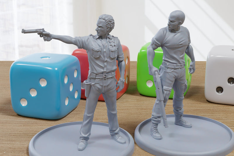 Rick and Shane - 3D Printed Minifigures for Zombie Post Apocalyptic Miniature Tabletop Games TTRPG