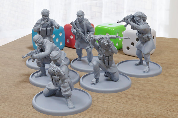 MENA Rebels Squad Alpha - Modern Wargaming Miniatures for Tabletop RPG - 28mm / 32mm Scale Minifigures