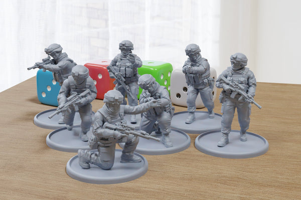 USMC Rifle Squad - Modern Wargaming Miniatures for Tabletop RPG - 28mm / 32mm Scale Minifigures