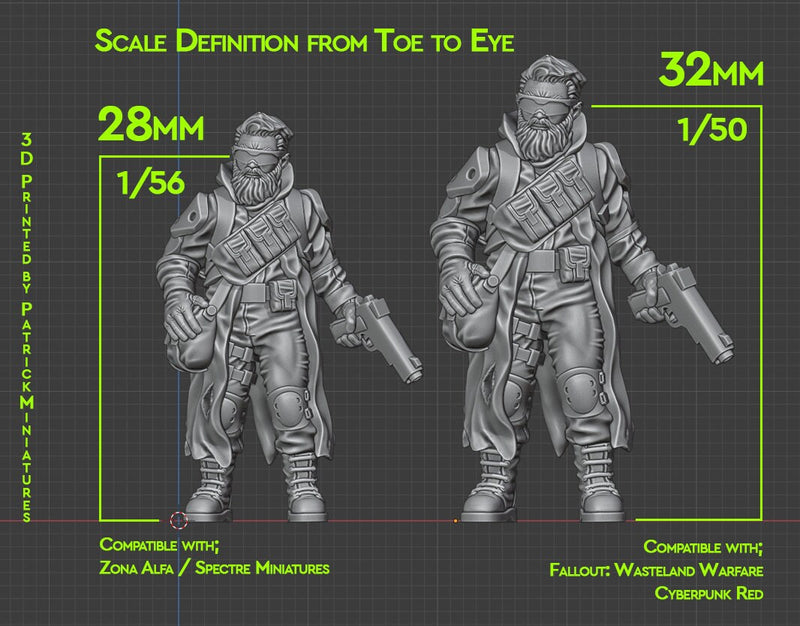 Zone Ecologists Duo - 3D Printed Minifigures - Post Apocalyptic Miniature for Zona Alfa - Fallout Wasteland