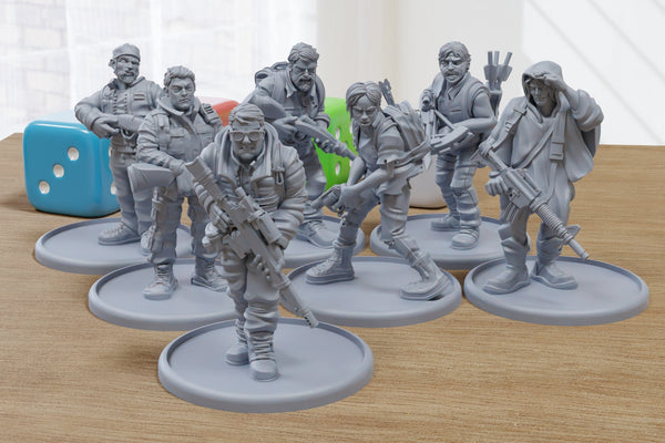 Wandering Survivors - 3D Printed Minifigures for Zombie Post Apocalyptic Miniature Tabletop Games TTRPG