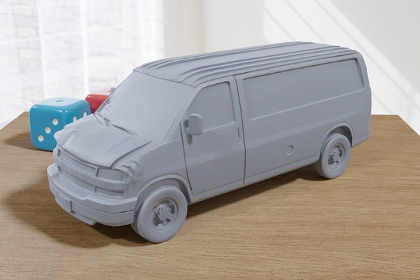 Modern Damaged Van - 3D Printed Vehicle for Miniature Tabletop Wargames TTRPG