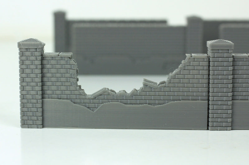 Normandy Brickstone Walls Set 9pc - 3D Printed Tabletop Wargaming Terrain for Miniature Games like Bolt Action, Flames of War