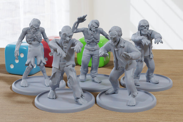 Ordinary Zombies - 3D Printed Minifigures for Zombie Post Apocalyptic Miniature Tabletop Games TTRPG